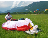 Annecy & Chamonix, France - Paragliding tour to the French Alps :: Cano at the Doussard LZ at the southern end of lake Annecy during XC Camp 2019 paragliding tour