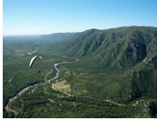 Valley of Rio Pinto :: Paragliding above Rio Pinto river from Cuchi Corral, La Cumbre, Sierras de Cordoba, Argentina