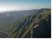 Valley of Rio Pinto :: Paragliding above Rio Pinto river from Cuchi Corral, La Cumbre, Sierras de Cordoba, Argentina
