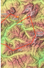 Paragliding the Dolomites. Fassa valley aerial tour XC flight 30 miles (45km): Col Rodella > Sassolungo > Rosengarten > Rizzoni > Marmolada > Sella > Campitello