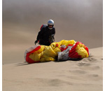 Camanchaca Dunes - Paraglider take-off at mountain dunes of Camanchaca Dunes, Iquique, Atacama Desert, Chile