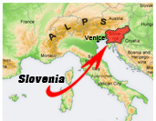 Slovenia's location in Europe