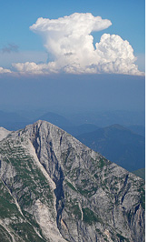 Krn - Characteristic shape of Mt. Krn at 2.200m serves as a beacon for XC pilots, Soca valley, Slovenia - Slovenia 2012 - The Joy of XC - Paragliding Adventure Tour in The European Alps